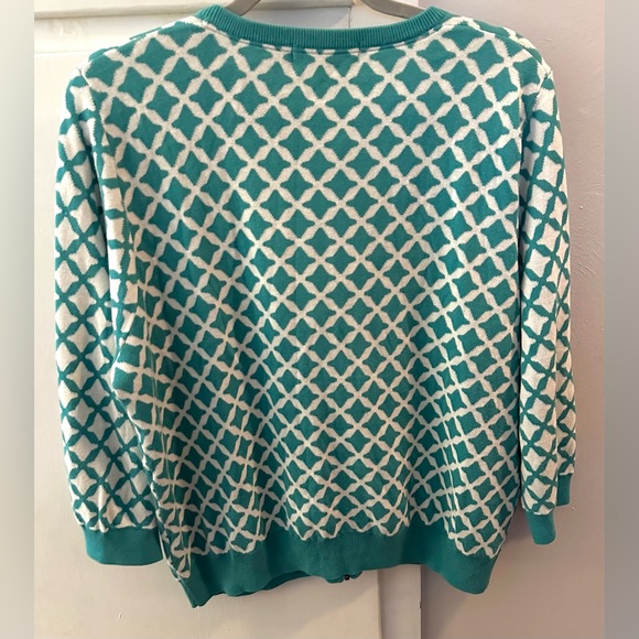 Boden women’s sz 18 zip front sweater cardigan teal & off white - Picture 4 of 4